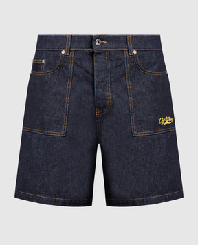 Off-White Сині джинсові шорти з вишивкою логотипу OMYC014S23DEN002