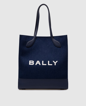 Bally Синя комбінована сумка-тоут Bar з принтом логотипа WAE02WCV034