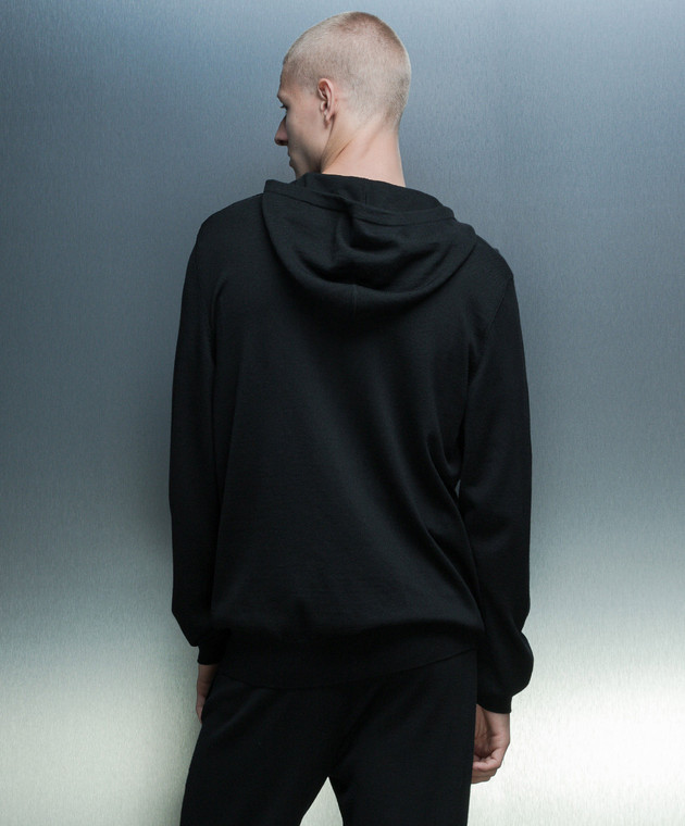 Givenchy Черная спортивная кофта из шерсти с логотипом BM90N84YER изображение 4