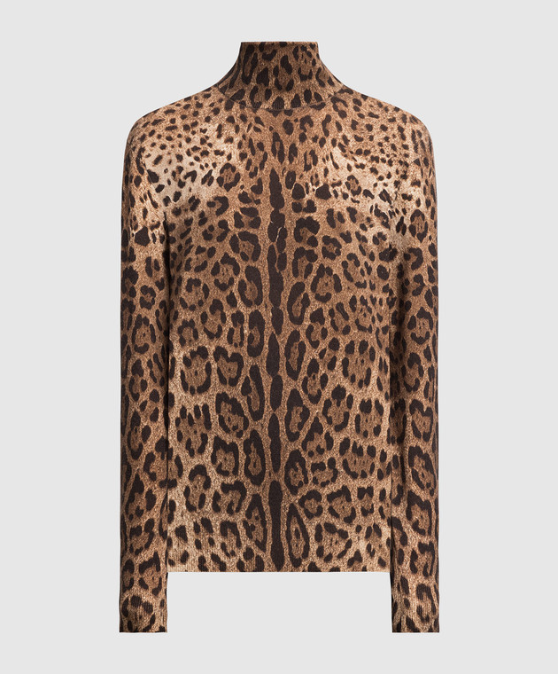 Dolce&Gabbana Brown leopard print cashmere turtleneck FX548TJAHGB