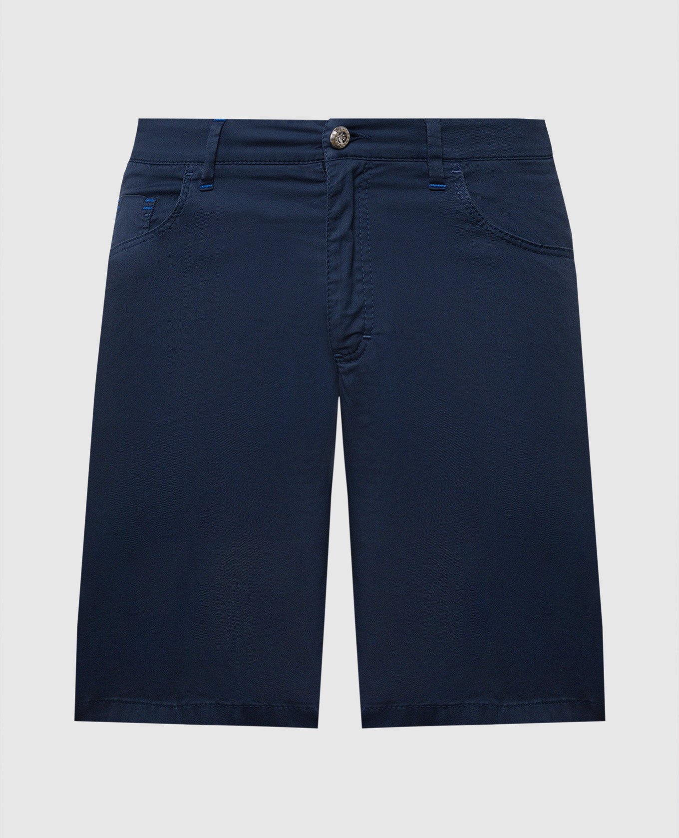 Blue shorts with embroidered logo emblem