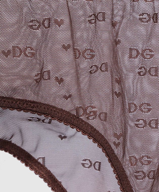 Dolce&Gabbana Сітчасті темно-коричневі трусики-сліпи у візерунок DG O2B61TFLUAP зображення 3