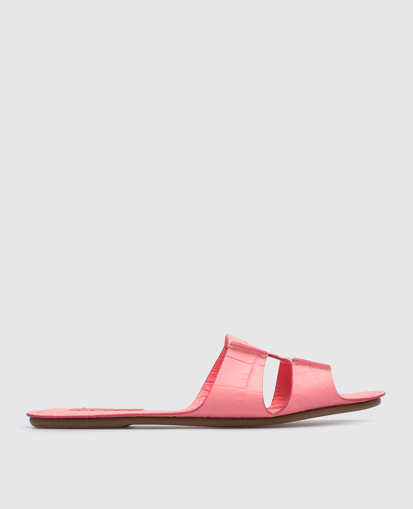 Pink leather flip flops