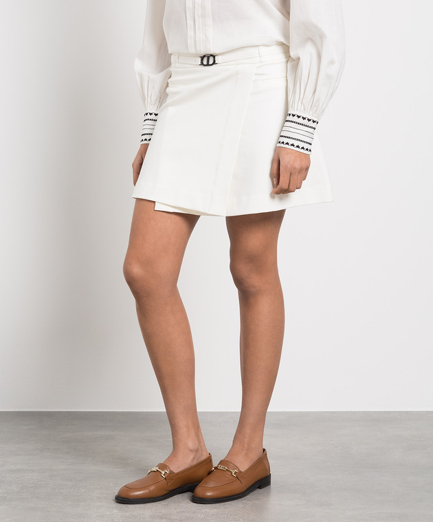 Twinset White mini skirt with contrasting Oval T logo 231TP2112 изображение 3