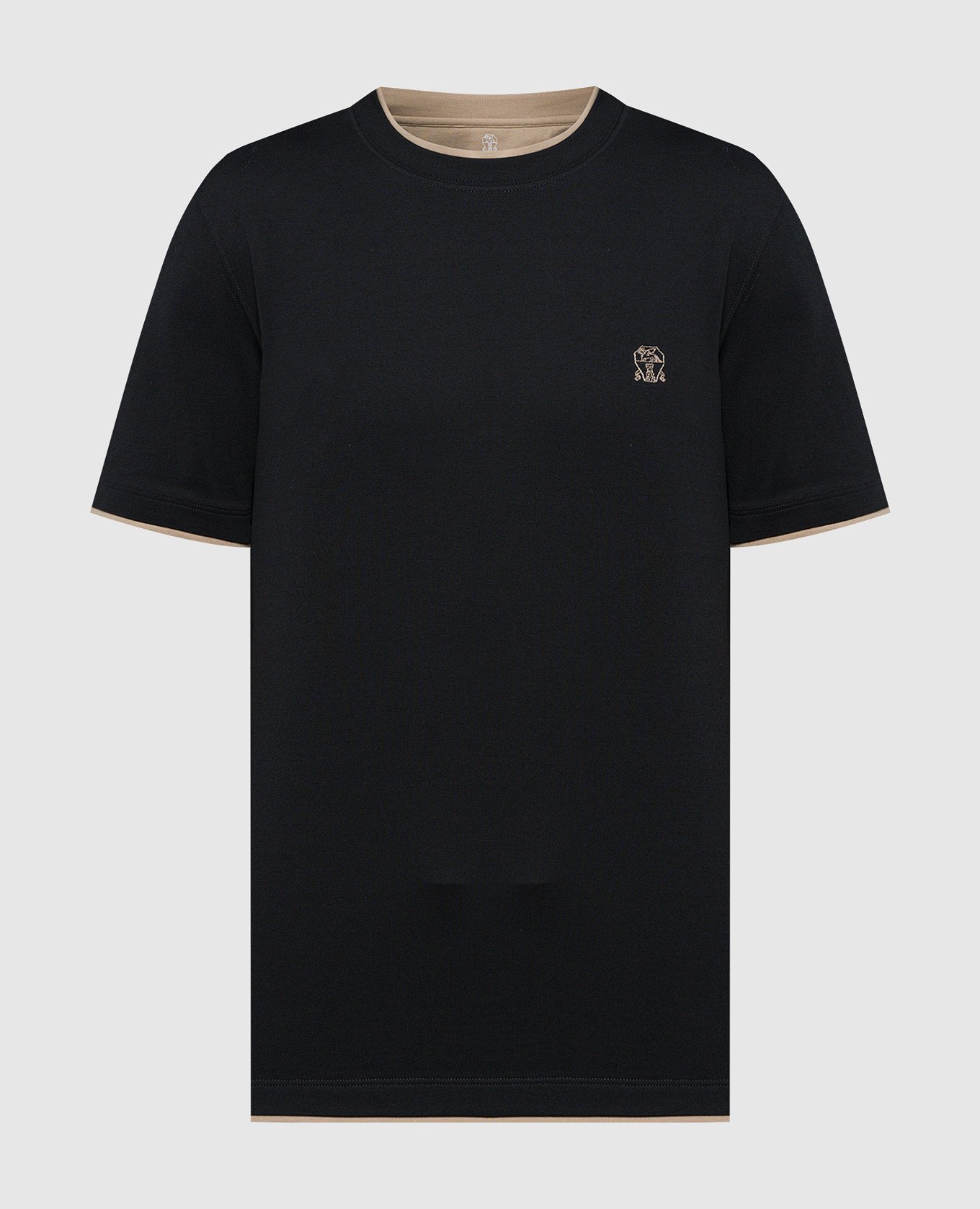 Black t-shirt with embroidered logo emblem