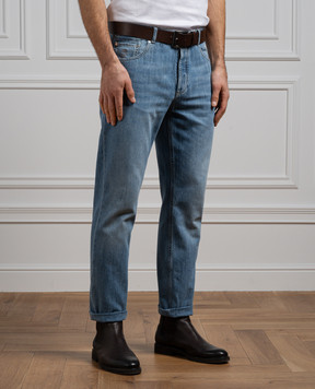Brunello Cucinelli Блакитні джинси з ефектом потертості з логотипом M0Z37D3210