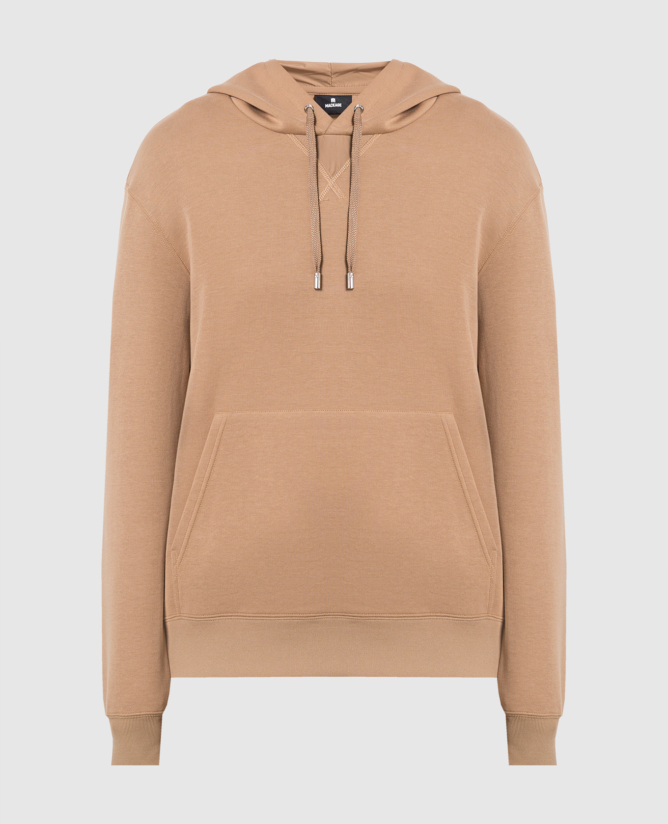 

Темно-бежевое худи Krys-R с логотипом, Бежевый, Худи