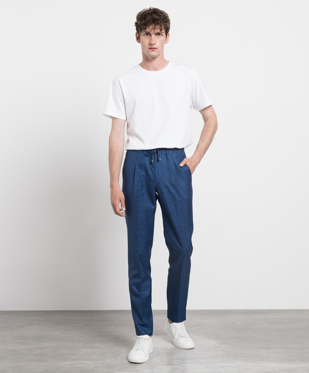 Enrico Mandelli Blue trousers made of linen, wool and silk GYM02B3716 image 2