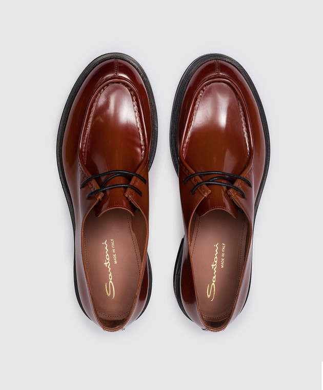 Santoni Коричневые кожаные дерби WUFM70552GOMTLPH изображение 4
