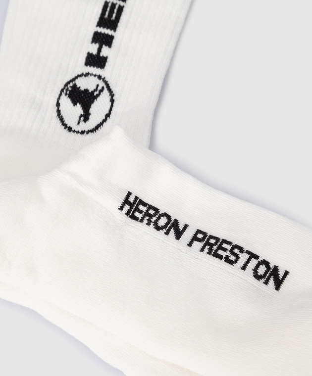 Heron Preston White socks with contrast logo print HWRA008S22KNI002 image 3