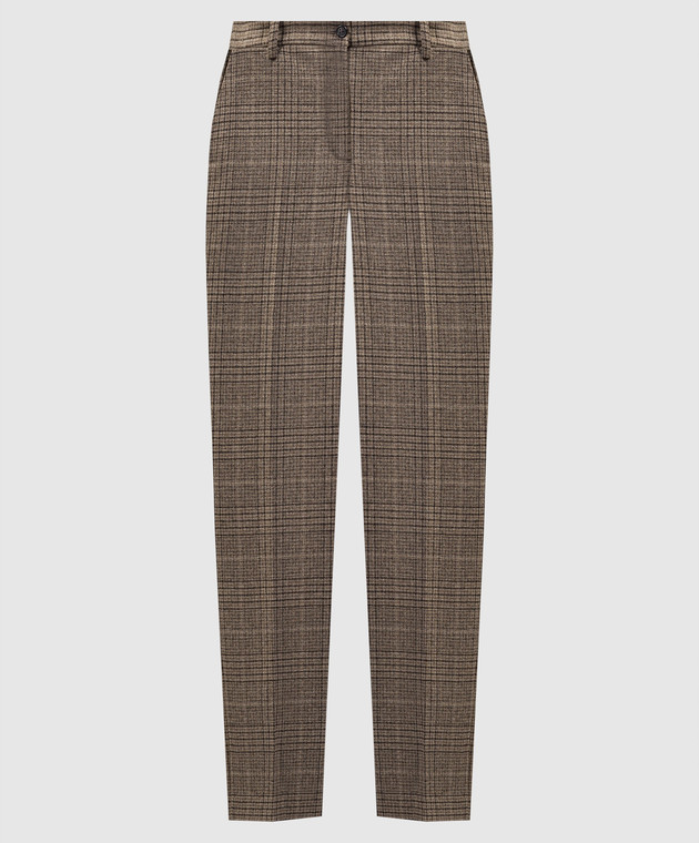 Michael Kors Brown pants made of wool in a Windsor check DPA7090065224