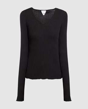 Bottega Veneta Черный пуловер в рубчик 707802V26U0