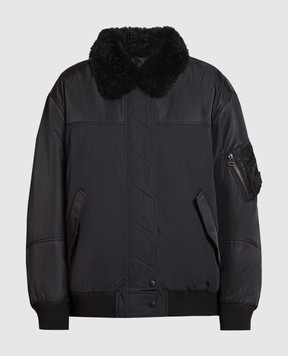 Yves Salomon Army Чорна куртка на хутрі 24WFV05865T10G