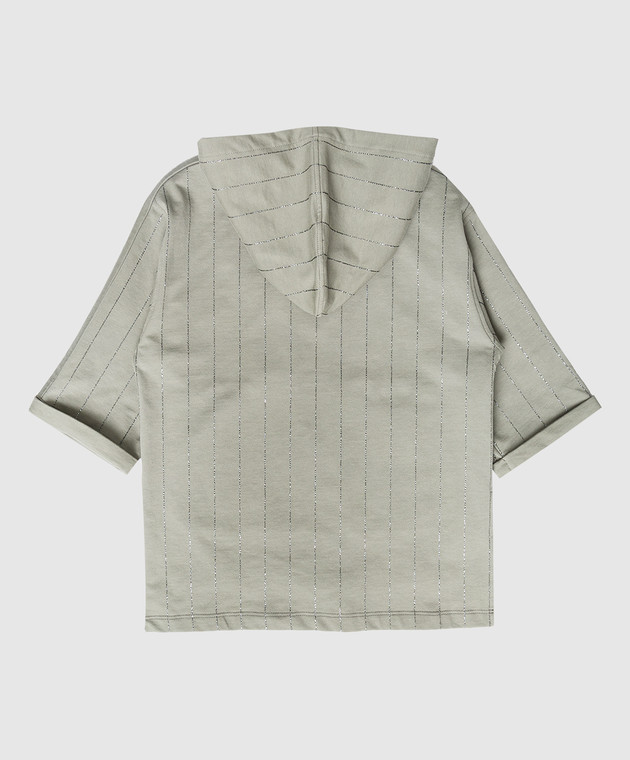 Brunello Cucinelli Детская зеленая спортивная кофта с нашивками BH827E240B изображение 2