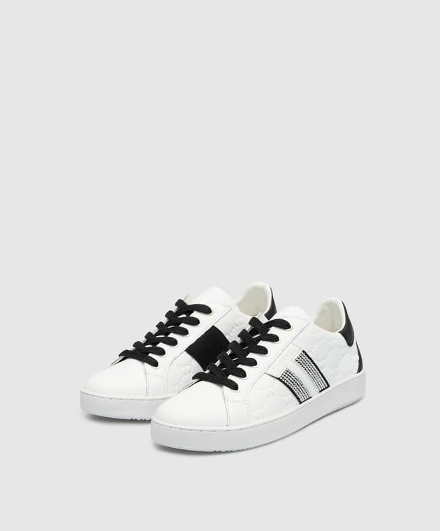 Twinset - White leather sneakers with crystals and logo 232TCP180 - buy ...