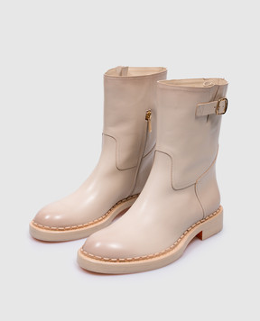 Santoni Бежеві шкіряні черевики з ремінцем WSAL70562BJ2TLGA