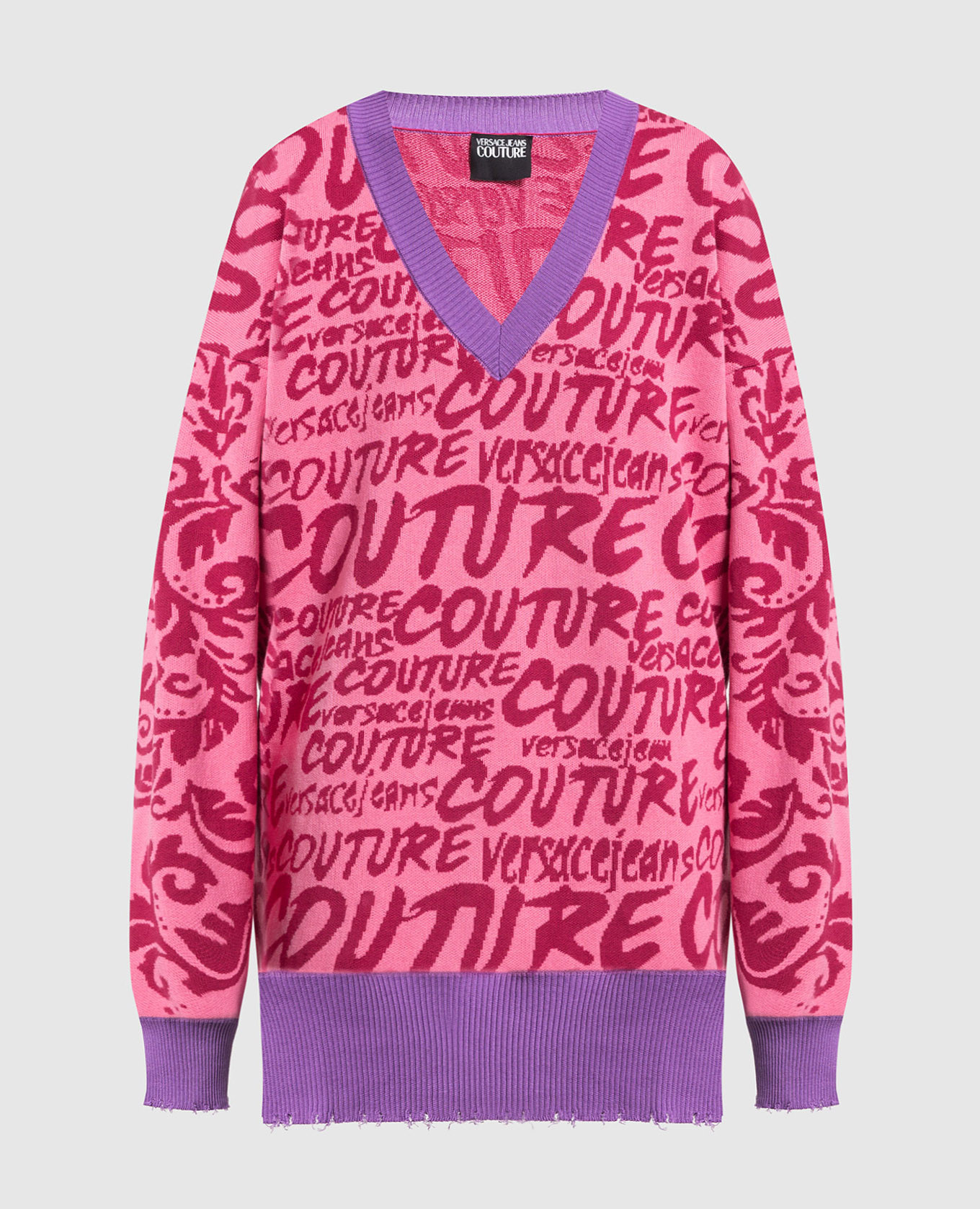 Pink pullover in jacquard pattern LOGO BRUSH COUTURE