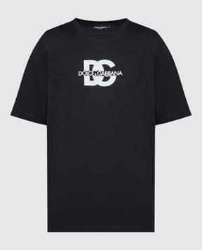 Dolce&Gabbana Чорна футболка з принтом логотипа G8PN9TG7M1C