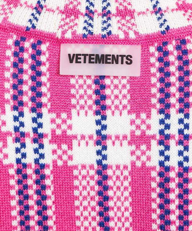 Vetements Pink check wool sweater UE54KN100H image 5