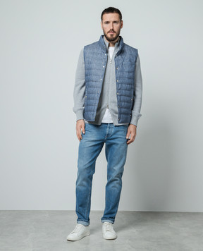 Brunello Cucinelli Синие джинсы с эффектом потертости с вышивкой логотипа M283PD3210