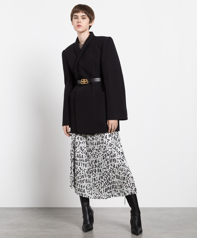 Balenciaga Светло-серая юбка-плиссе в узор монограммы логотипа 704365TML20 изображение 2