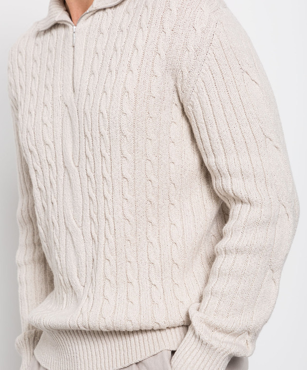 Loro Piana Світло-бежевий светр із кашеміру та льону FAM0466 зображення 5