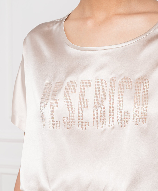 Peserico Світло-бежева блуза з шовку з ланцюжком моніль S0693400Q902372 зображення 5