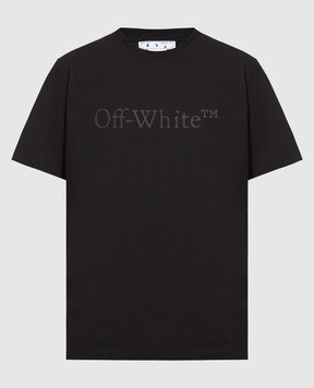 Off-White Чорна футболка з фактурним логотипом OMAA027S23JER015