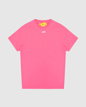 Off-White Детская розовая футболка с принтом логотипа OGAA001S24JER015
