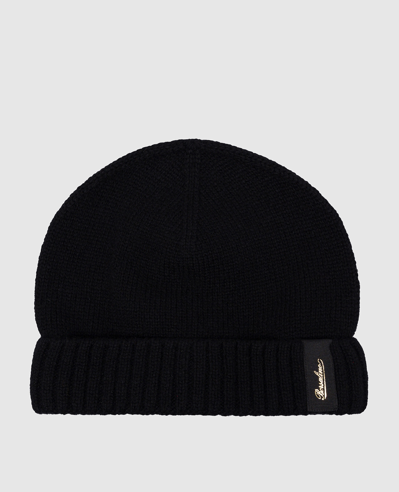 Black cashmere hat with logo