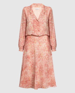 Loro Piana Розовое платье-рубашка Alexandra из шелка в цветочный принт. FAM8532
