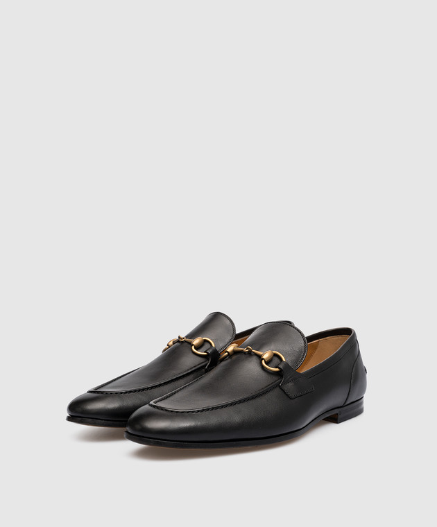 Gucci Black Jordan Leather Loafers with Horsebit Metal Detail 406994BLM00 изображение 2