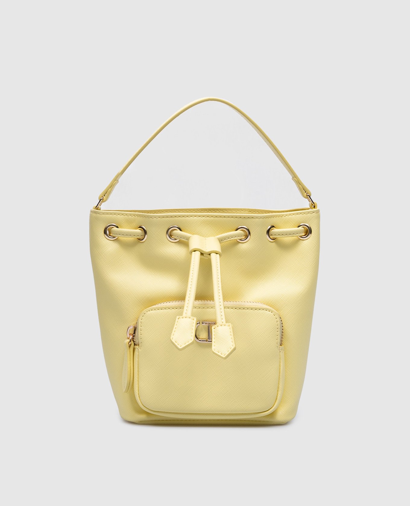 Yellow purse bag with metal logo