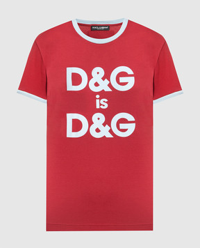 Dolce&Gabbana Бордова футболка з принтом логотипу DG F8H32ZG7RDG