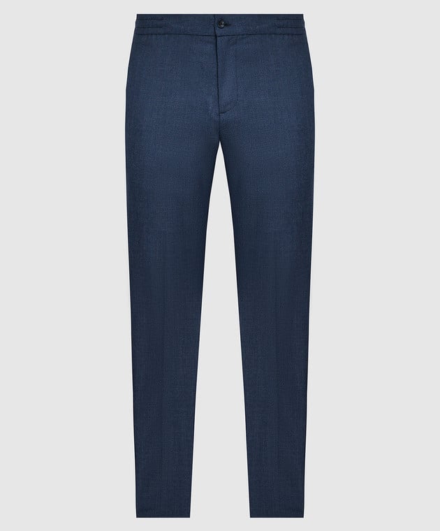 Marco Pescarolo Chiaiam blue patterned wool and cashmere tapered trousers CHIAIAM48PR2