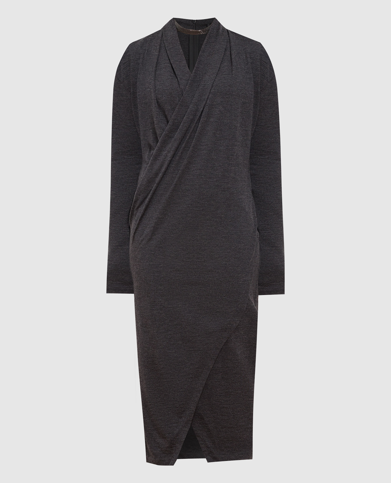 Graphite wool midi dress with choker