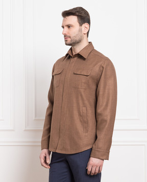 Enrico Mandelli Коричневая куртка из шерсти, шелка и льна. A6T5275117