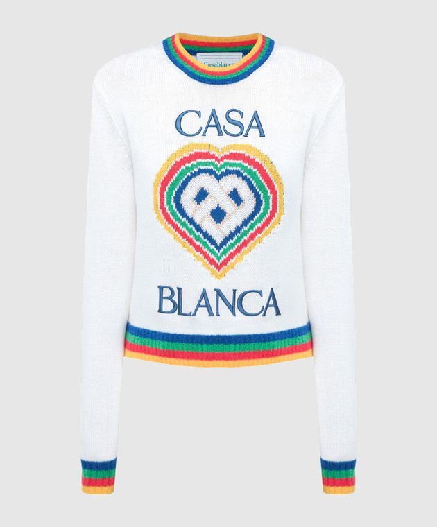 Casablanca White wool sweater with Heart pattern WF23KW56601
