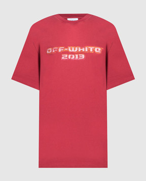 Off-White Червона футболка з принтом Digit Bacchus OMAA027F23JER006