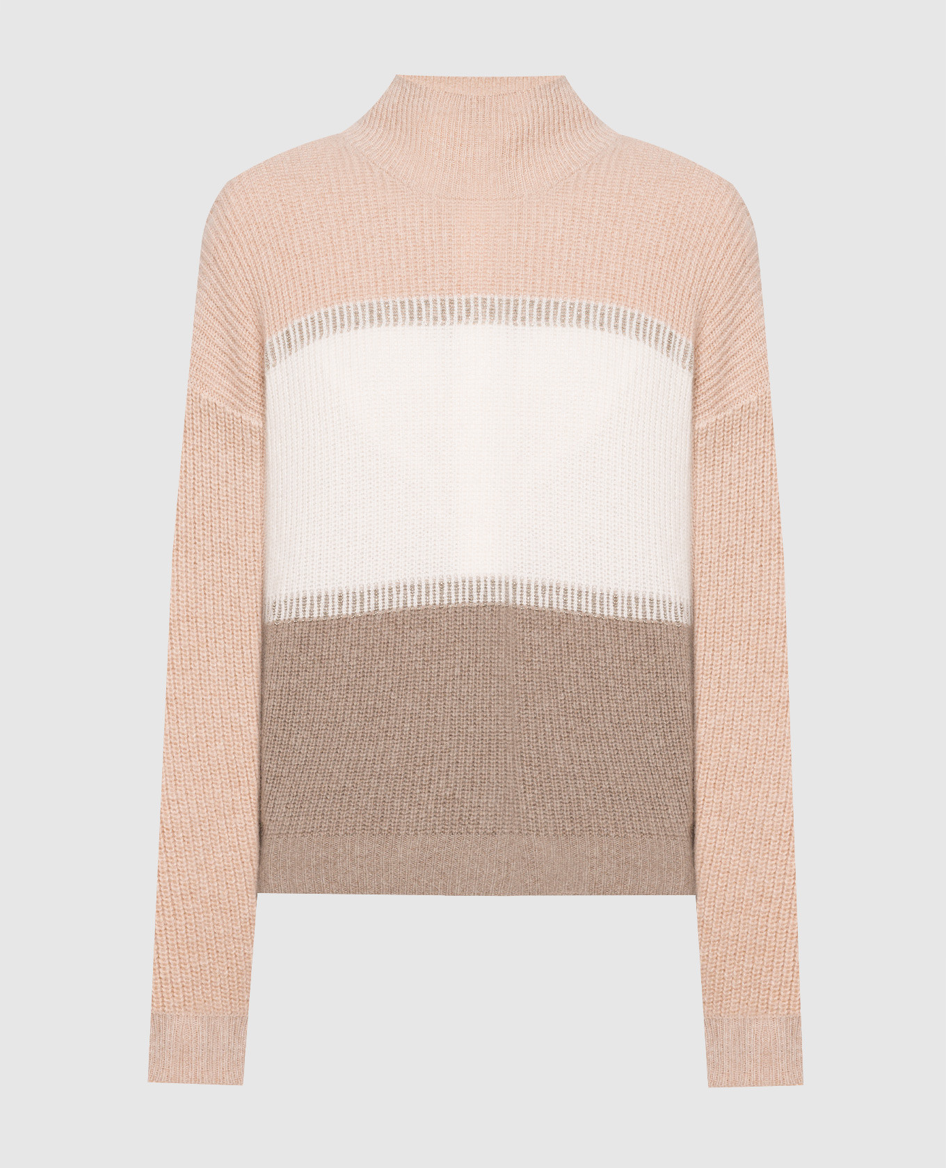 Beige wool, silk and cashmere sweater with monil chain
