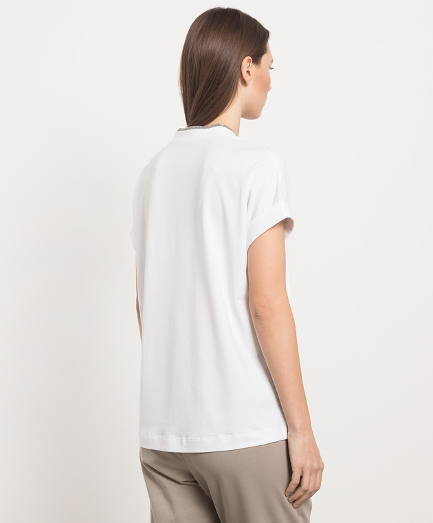 Brunello Cucinelli Біла футболка з ланцюжком моніль M0T18BD222 зображення 4