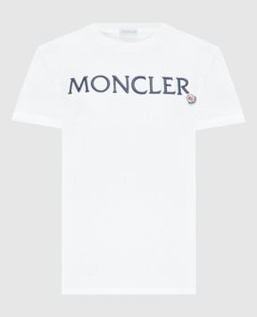 Moncler Белая футболка с вышивкой логотипа 8C00006829HP
