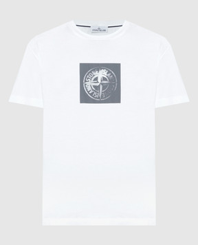 Stone Island Біла футболка з принтом логотипа 80152NS83