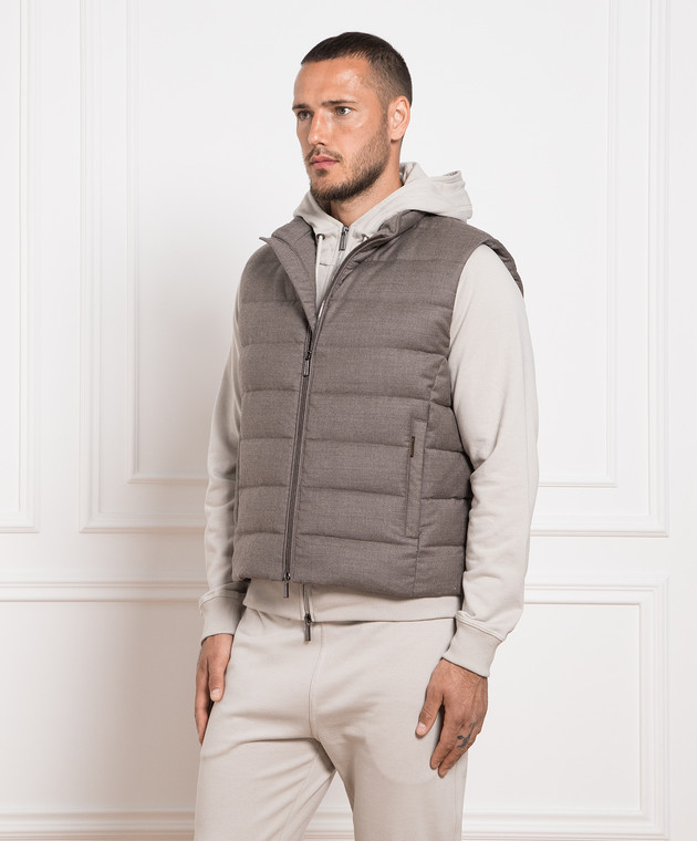 MooRER Beige down vest made of wool and cashmere OLIVERL image 3