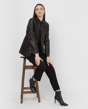 Brunello Cucinelli Черный кожаный жакет MPCRL8557