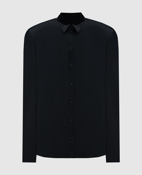 David Koma Черная блуза с акцентными плечами с аппликацией AW23DK02T