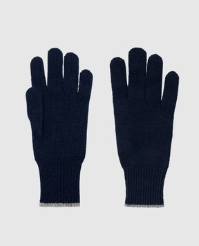 Brunello Cucinelli Синие перчатки из кашемира M2293118