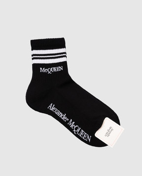 Alexander McQueen Чорні шкарпетки з контрастним логотипом 7793653D17Q