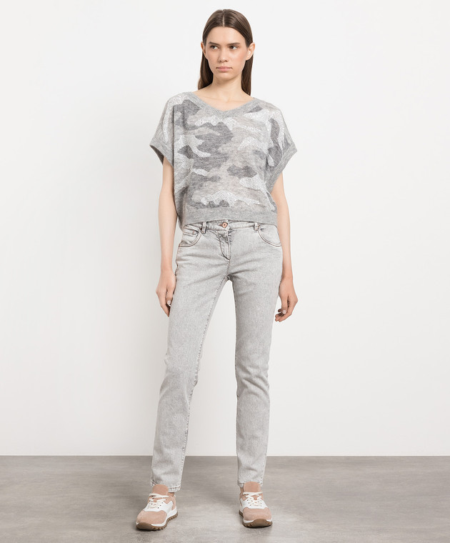 Brunello Cucinelli Gray skinny jeans with monil chain MH186P5495 image 2