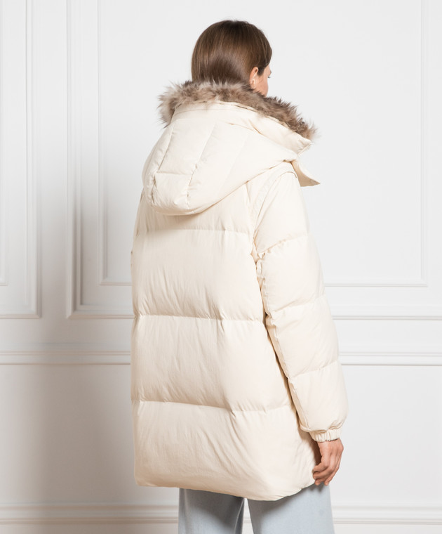 Yves Salomon Army Бежевый пуховик с мехом 24WFV06980T08G изображение 4